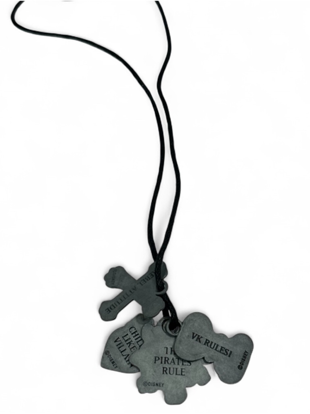 Black Cord Necklace with Metal Charms - Picture 4 of 11